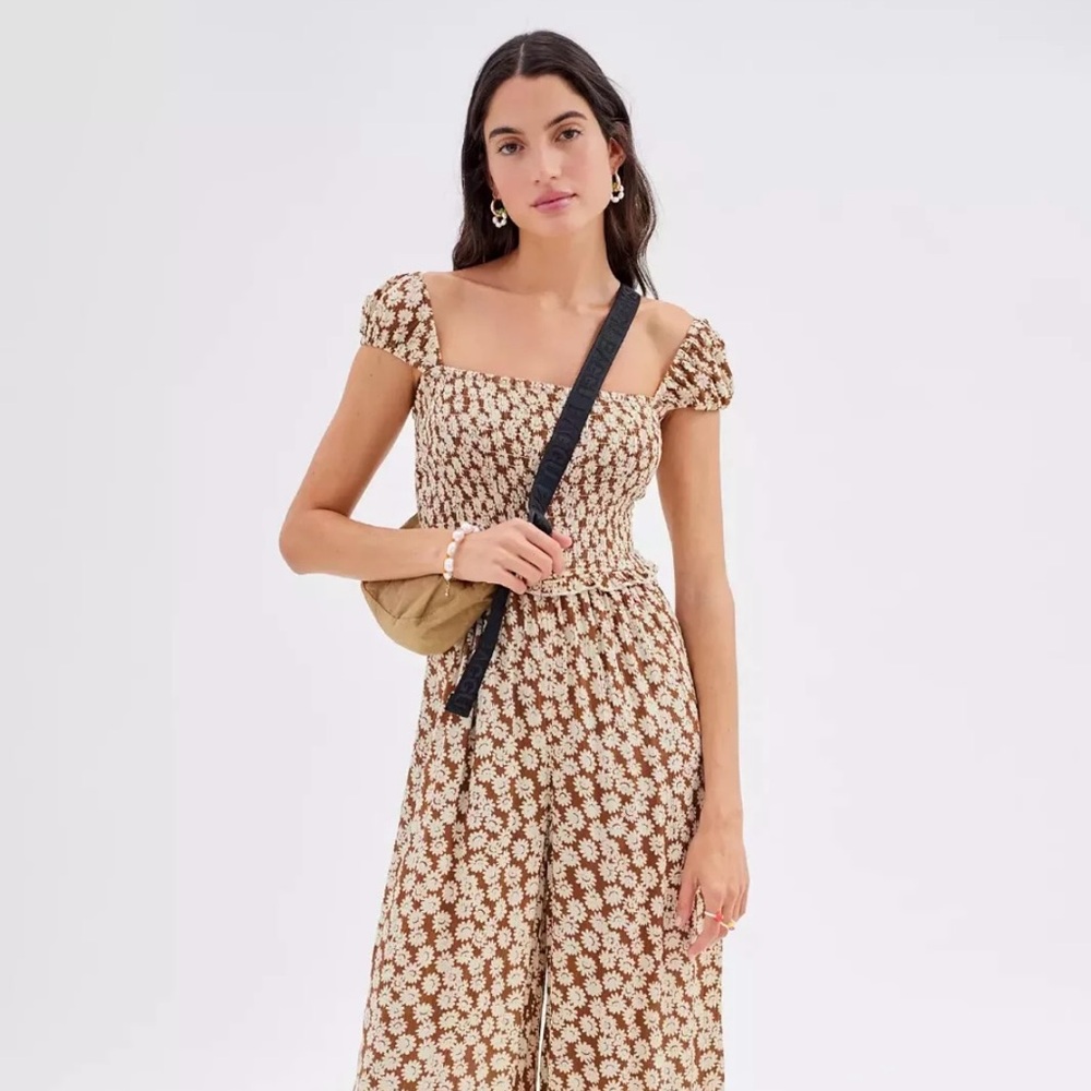Urban Outfitters Floral Brown Jumpsuit